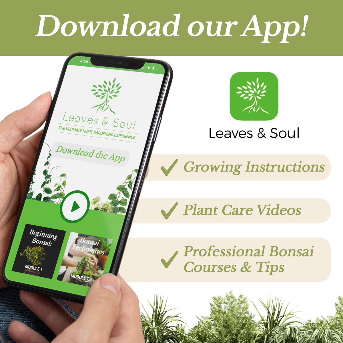Leaves and Soul resealable bag keeps soil fresh between repotting.
