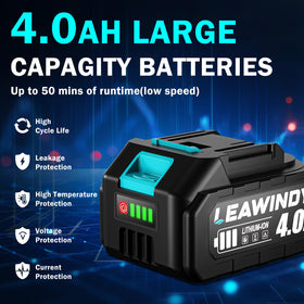 LEAWINDY battery-pack-21v-4000mah powers cordless operation with reliable runtime.