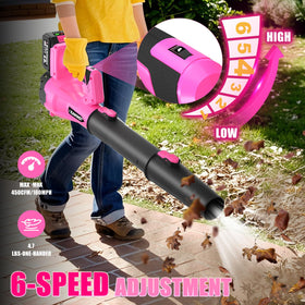 Pink LEAWINDY design adds style while tackling yard chores.