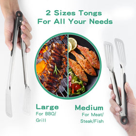 Lebabo metal tongs 12-inch head close-up ideal for grilling.