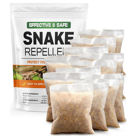 LEBMP snake repellent pouch in yard provides up to 60 days of protection.