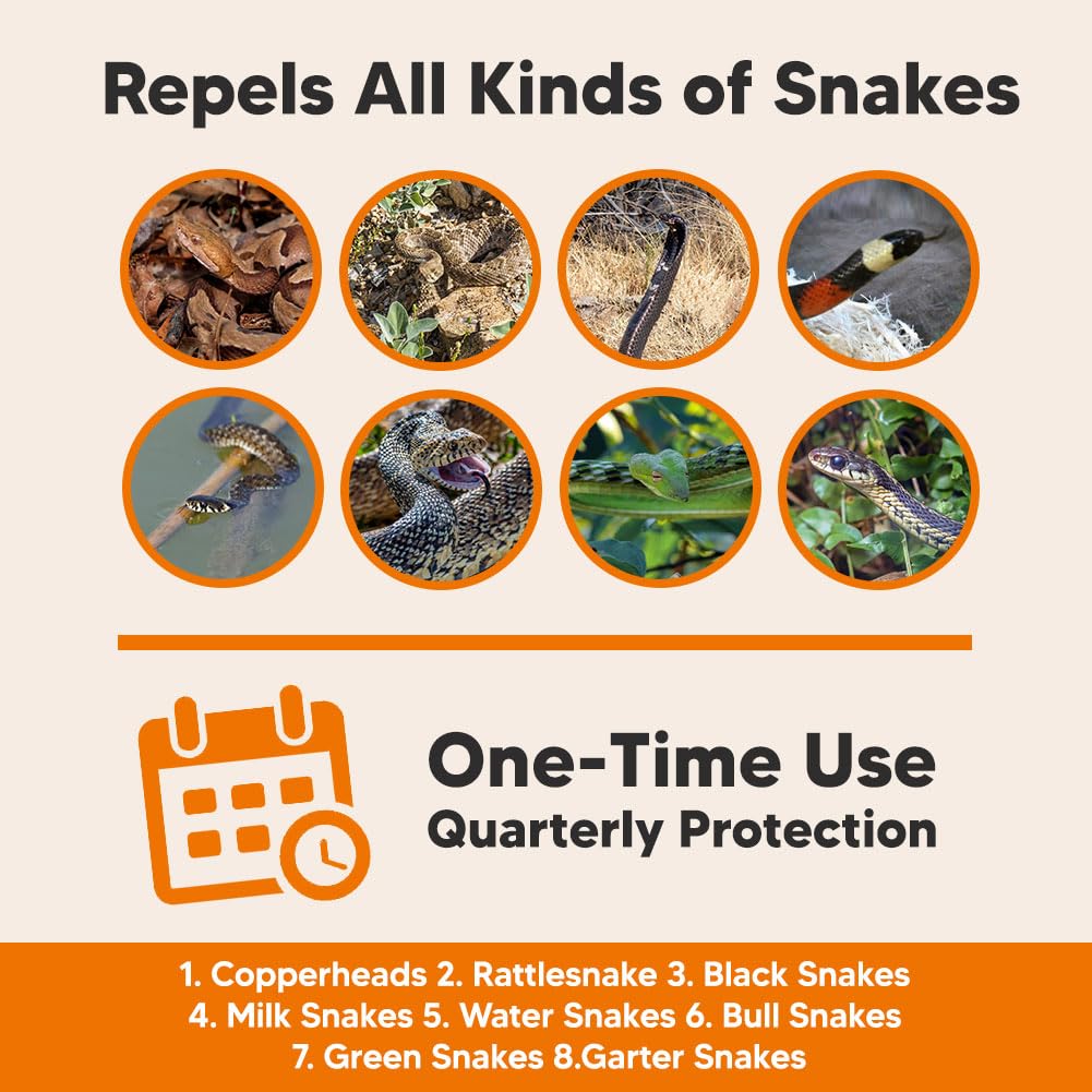 LEBMP snake repellent pouch along garden edge deters snakes in outdoor spaces.