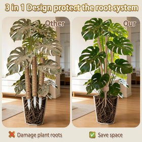 LECAMEBOR coco coir moss pole for natural, breathable support promoting aerial root growth.