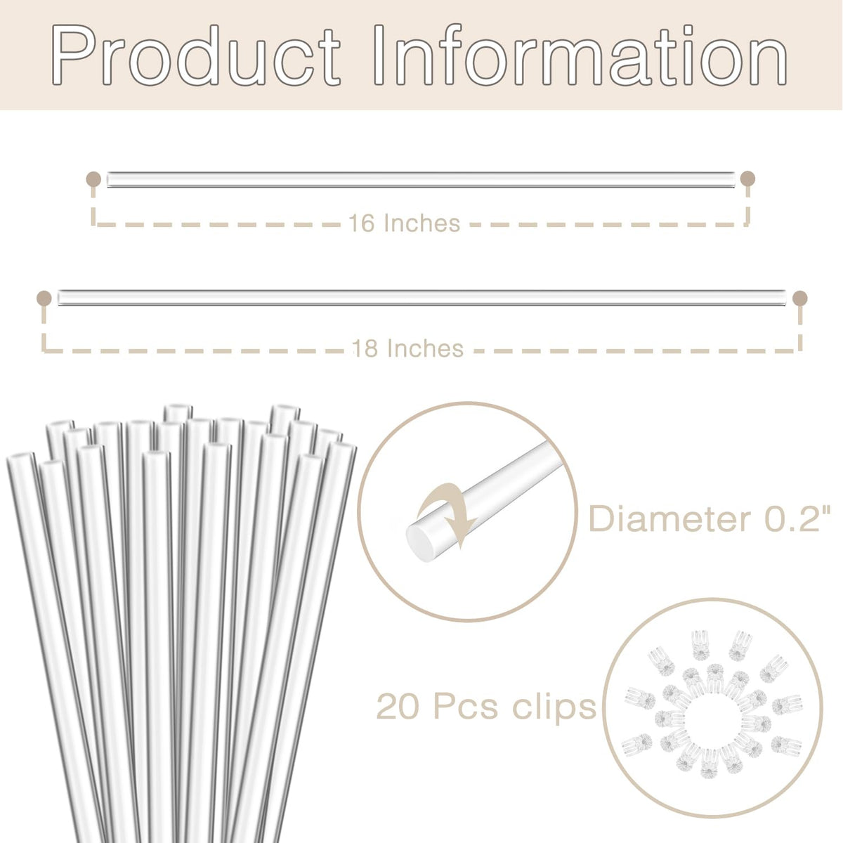 LECAMEBOR plant stake 16inch clear ideal for small pots and delicate stems