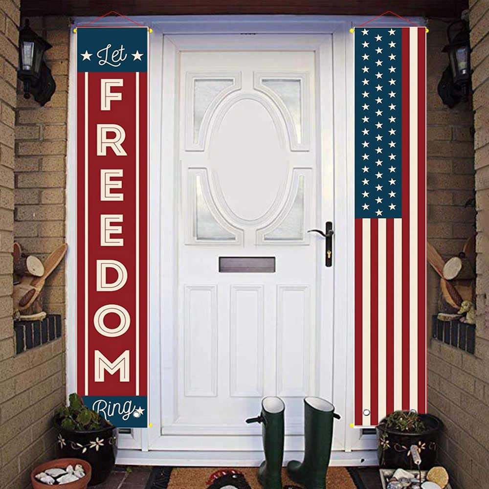 LeChamp outdoor patriotic banner brightens patios with quick setup for parties.