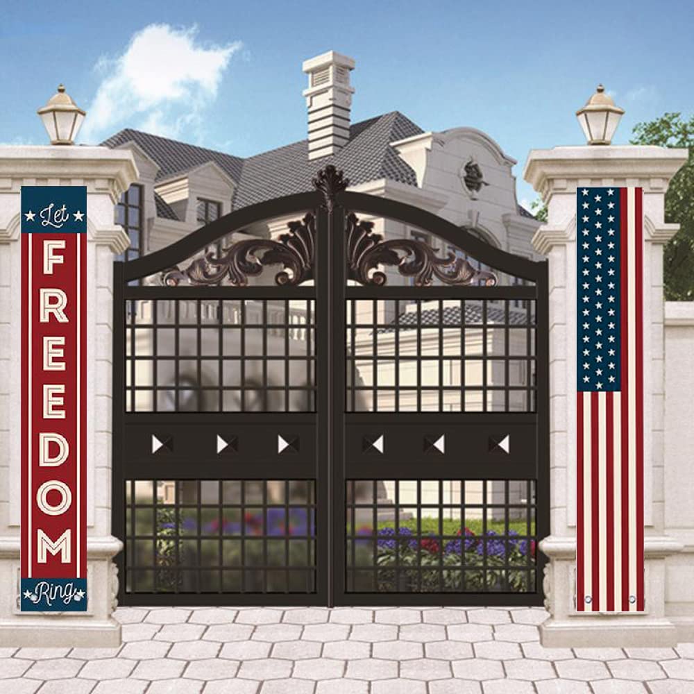 LeChamp patriotic front porch sign adds vibrant atmosphere to any outdoor gathering.
