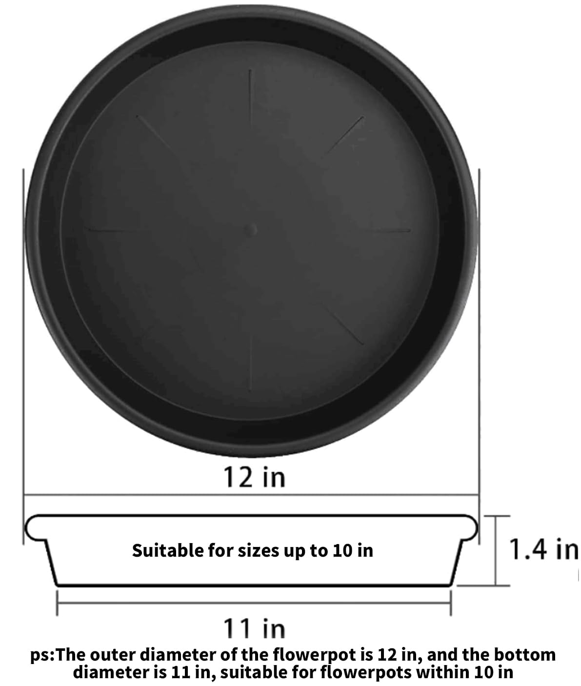Lechay three-pack 12-inch plant saucers for versatile indoor-outdoor use.