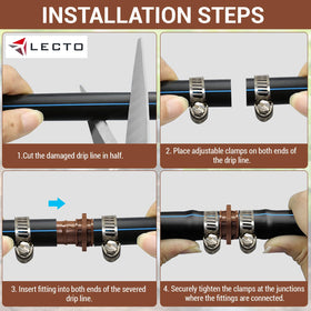 DIY irrigation repair kit in use for extending a drip line