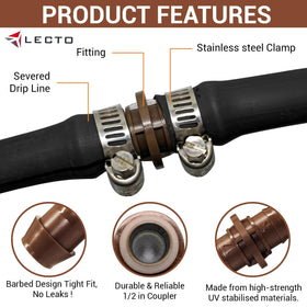 Stainless steel hose clamps secure the LECTO kit connection for a leak resistant seal.