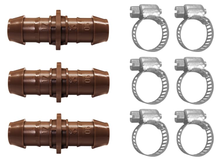 LECTO universal drip line coupler connected to tubing for leak free repair