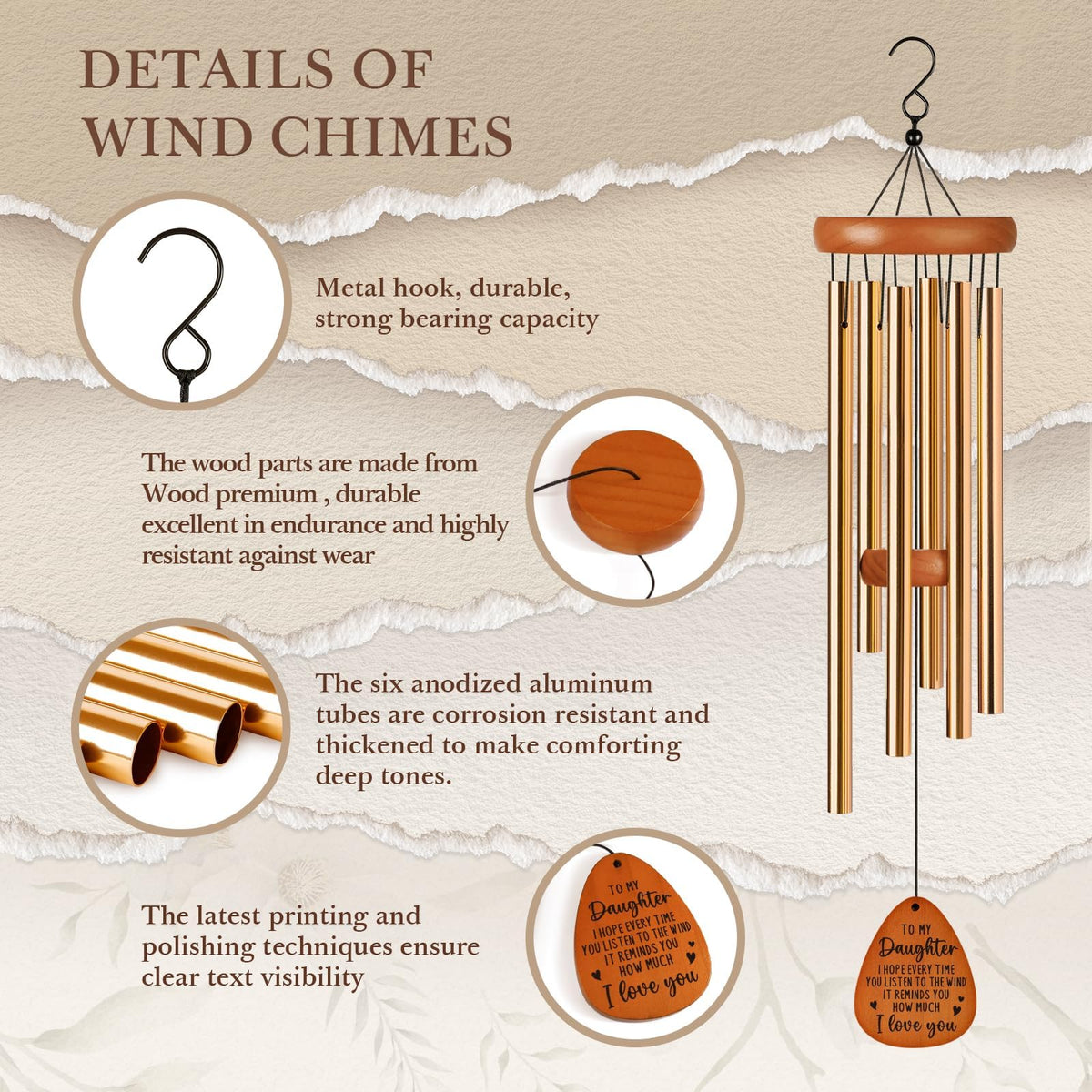 Leebbsin gift-ready wind chime evokes love and connection at family gatherings.