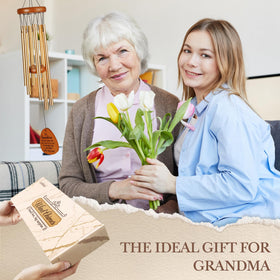 Leebbsin grandma wind chime outdoors at sunset, adds soothing ambience to your garden.