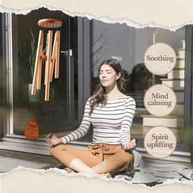 Leebbsin Mom Wind Chime with golden tubes for bright, resonant tones