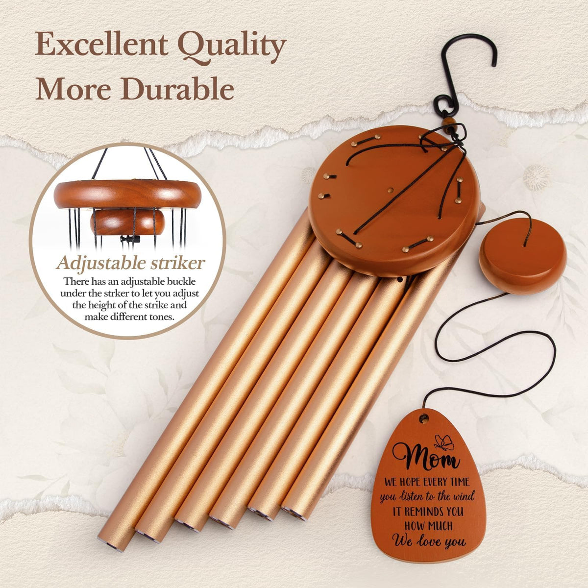 Leebbsin Mom Wind Chime suitable for indoor gardens and cozy corners