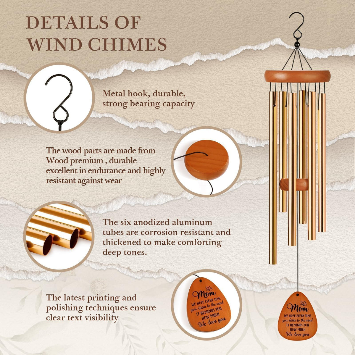 Leebbsin wind chime shown in garden or patio display.