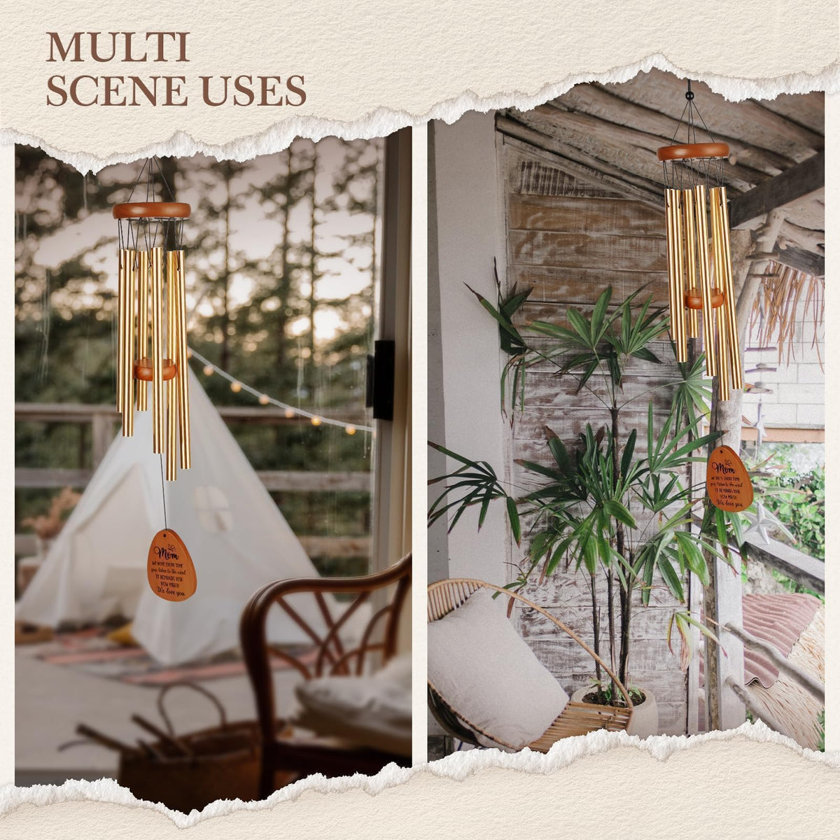 Leebbsin wind chime suitable for indoors and outdoors.