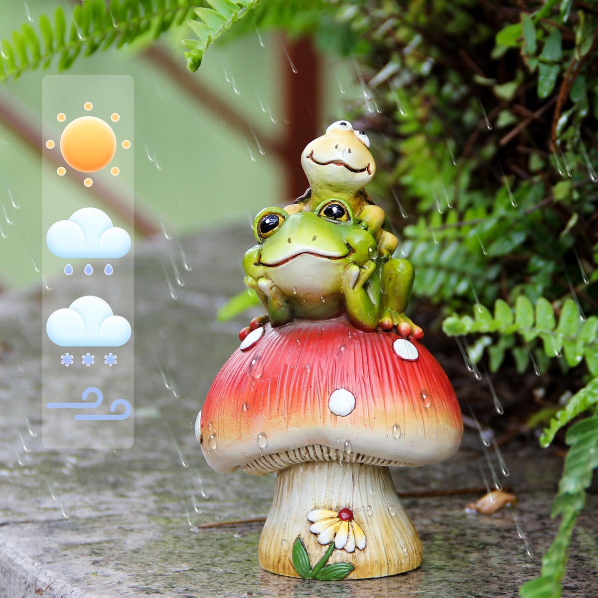 Leekung turtle-on-mushroom statue; versatile indoor or outdoor decor for living spaces.