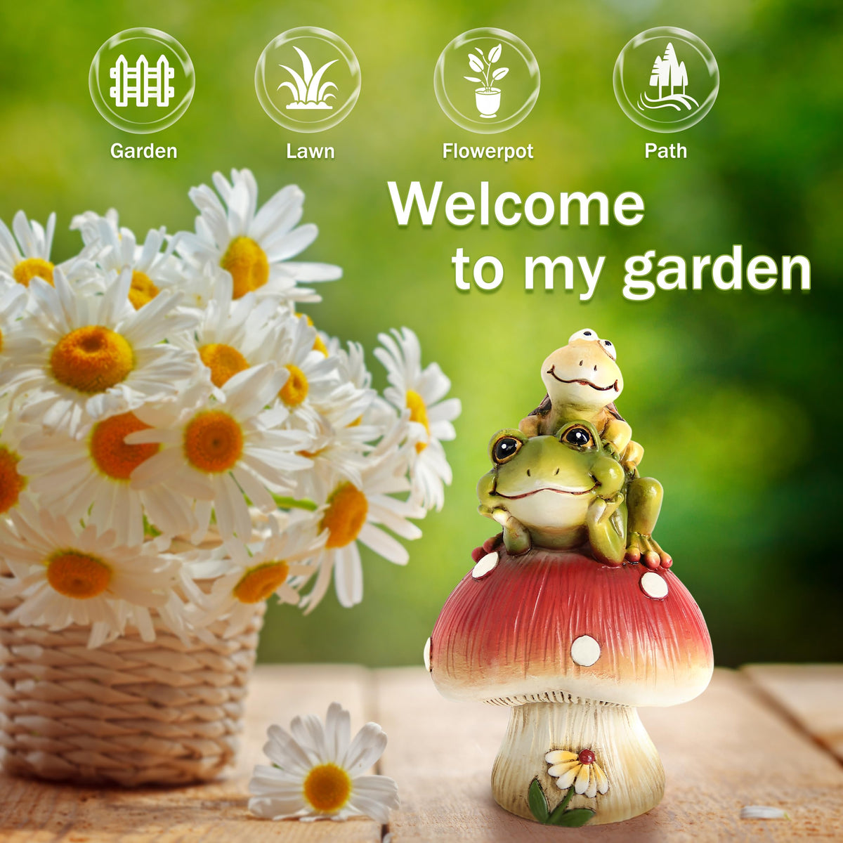 Leekung garden sculpture; thoughtful decor for indoor or outdoor garden spaces.