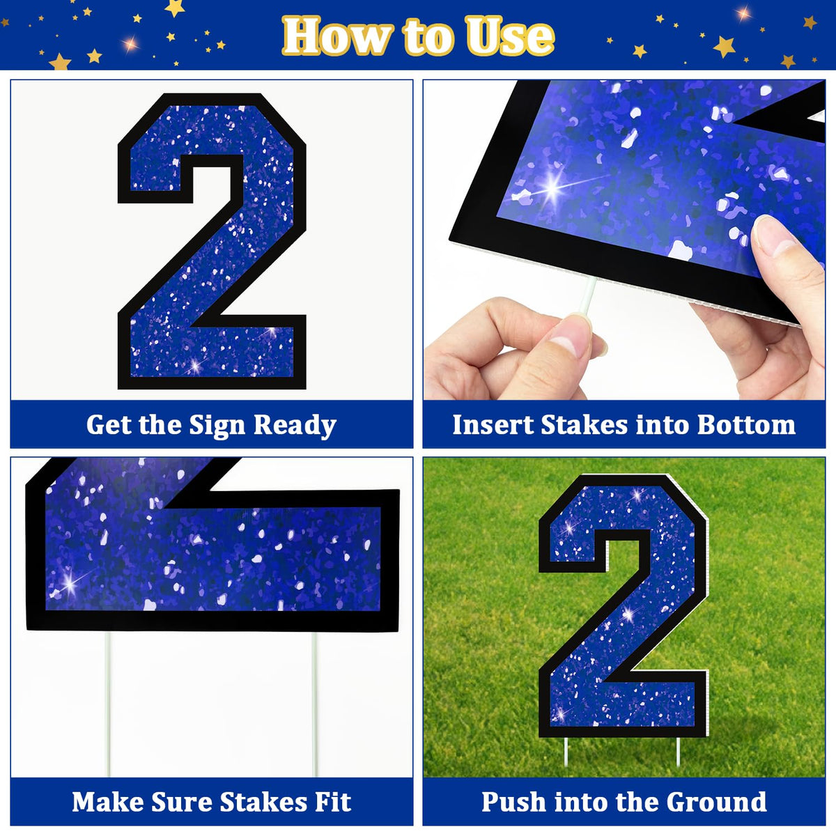 Leetous blue grad party supplies to decorate yards and campuses