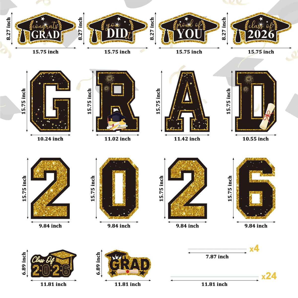 Leetous graduation hats sign enhances photo-worthy lawn decor