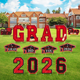 Leetous 2026 yard sign set with GRAD letters for outdoor display.