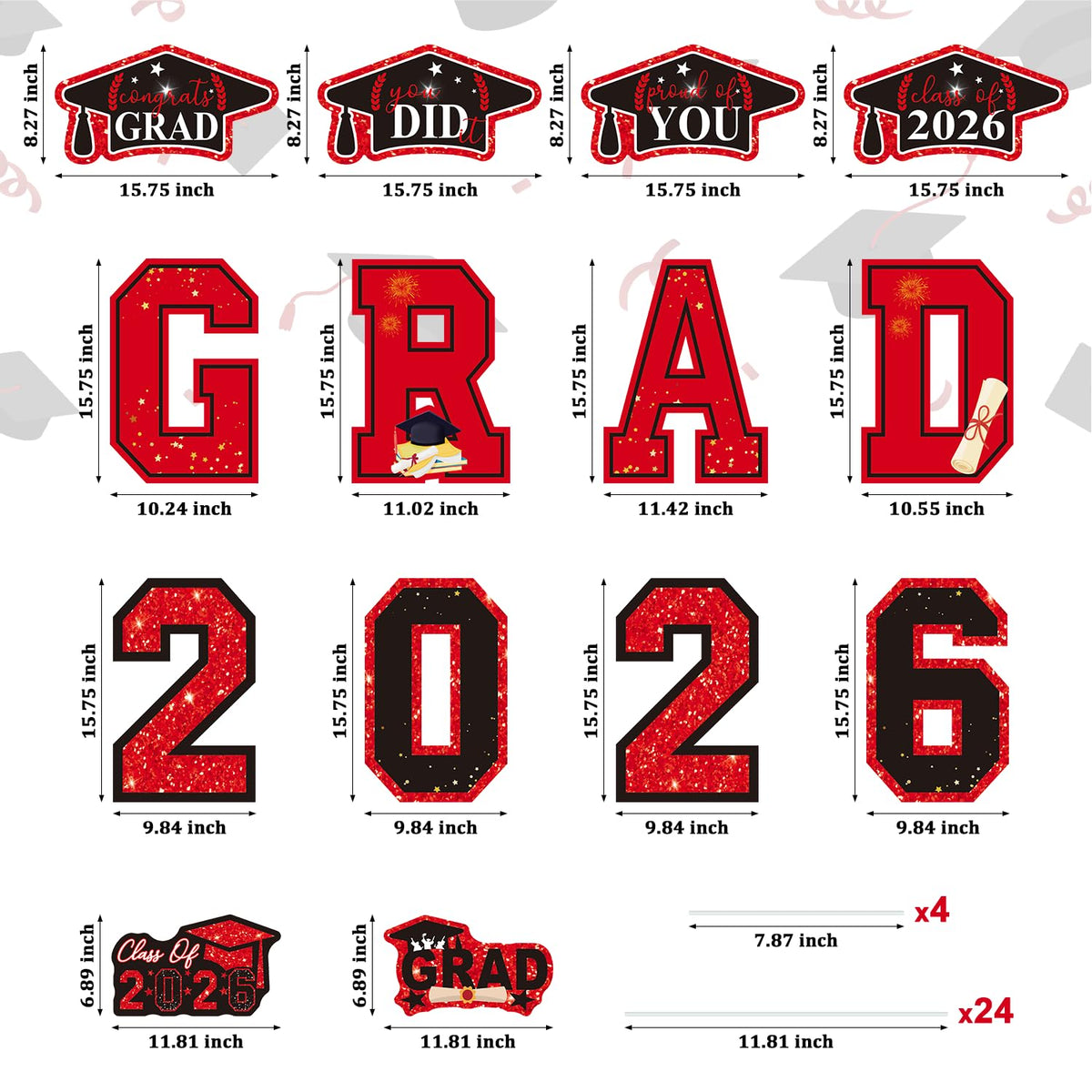 Leetous large GRAD/2026 signs create layered outdoor display.