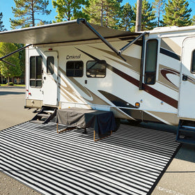 LEEVAN stain resistant rug resists dirt and spills on outdoor floors.