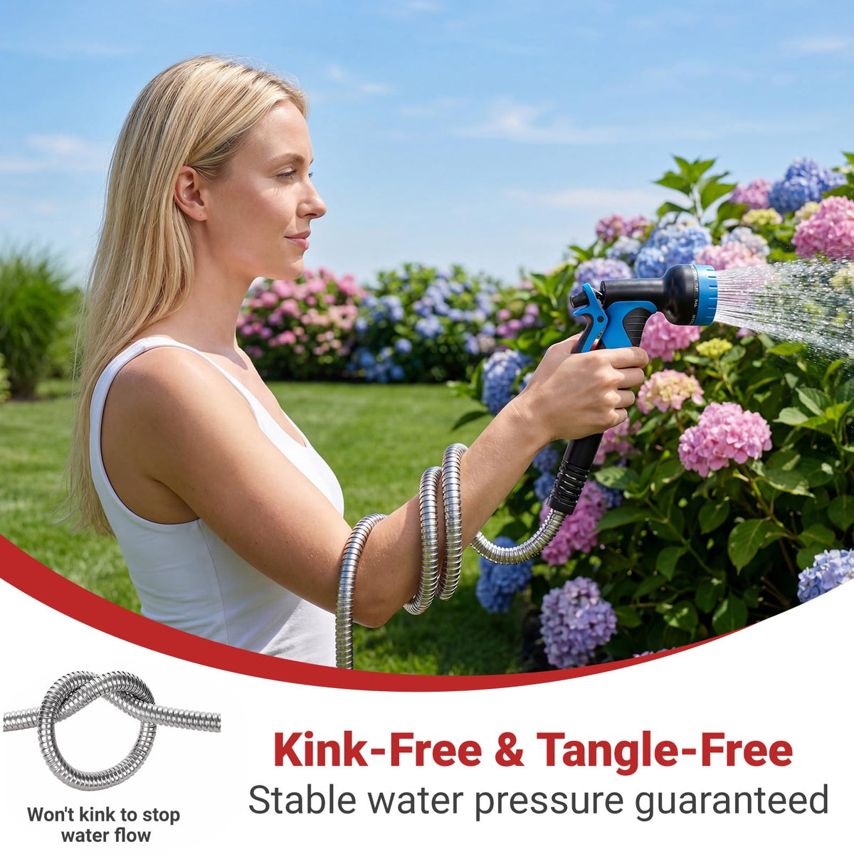 Lefree adjustable water flow for gentle irrigation or powerful sprays
