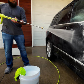 Flexzilla hose with integral bend restrictor reduces twists during use.