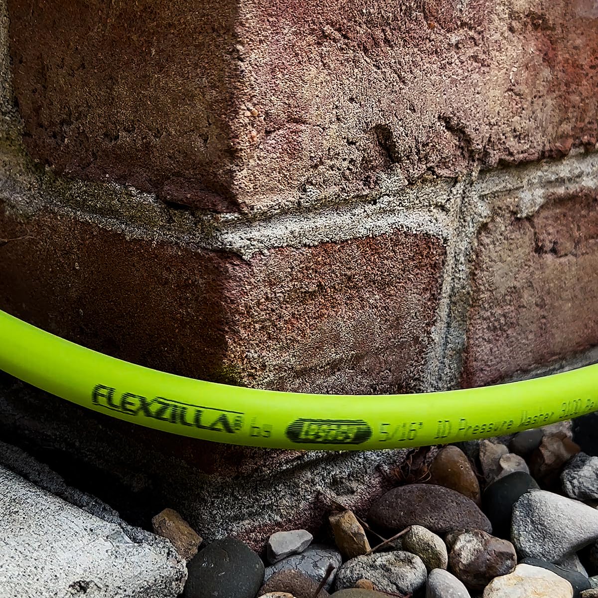 Flexzilla green coil, ready for quick setup after storage.