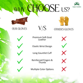Legacy Gardens leather gloves breathable soft leather for all-day gardening comfort.