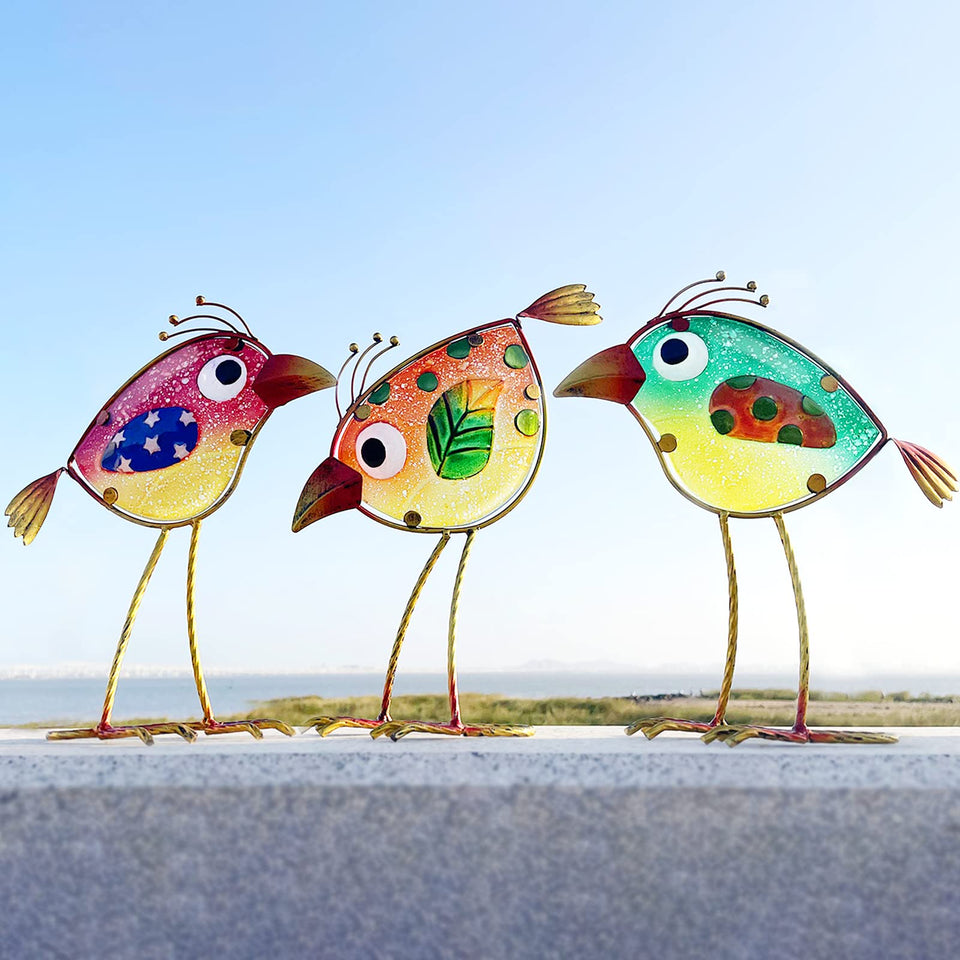 LEGIFO bird decor set of three for outdoor display with a stable base.