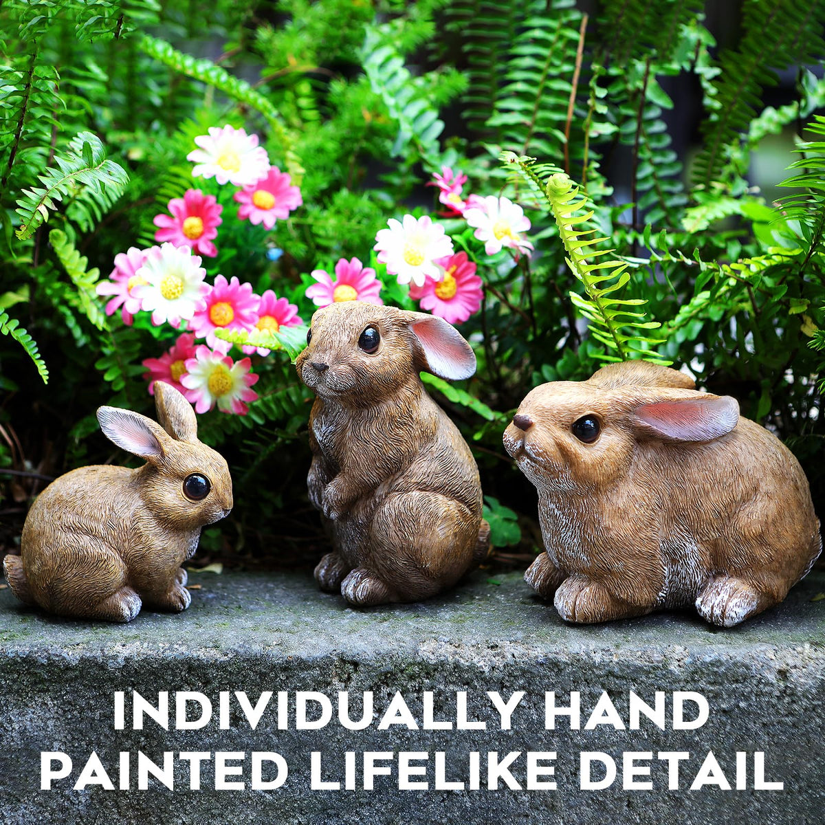 LEGIFO Bunny Decor Hand-Painted Resin captures lifelike fur detail.
