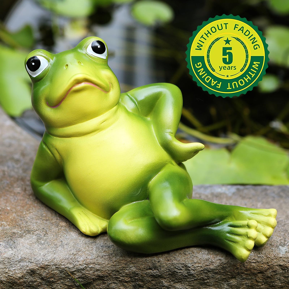 Legifo resin frog yard art withstands weather while keeping color