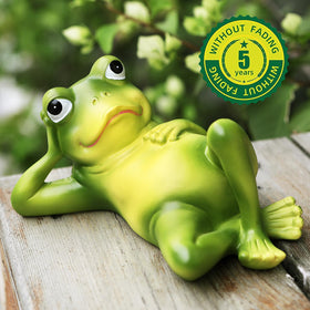 Legifo outdoor frog ornaments fit neatly beside flowers and ponds