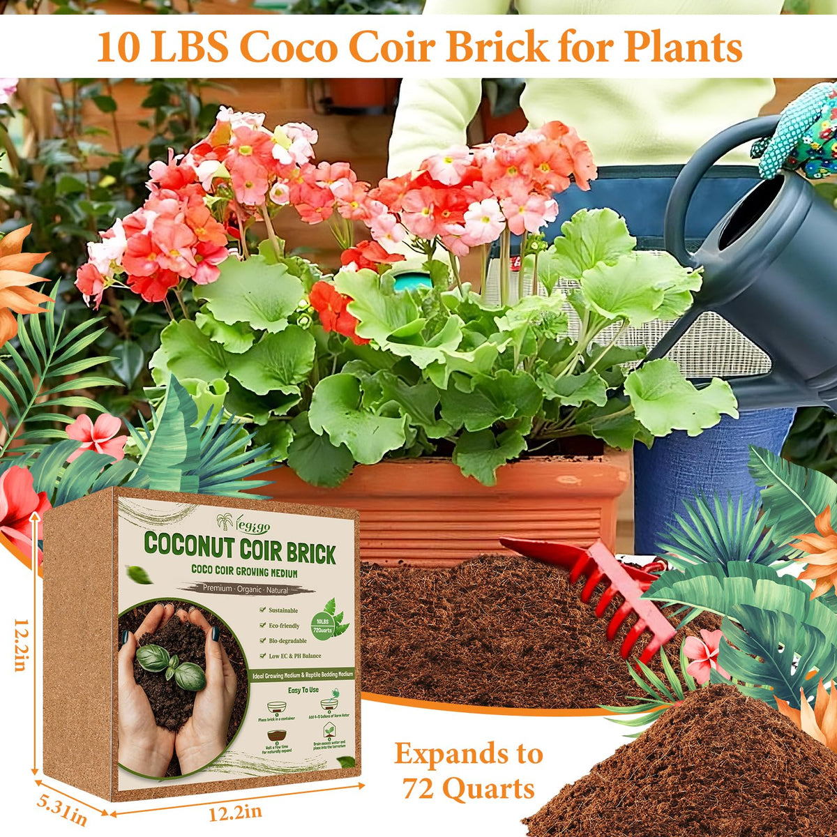 Legigo coco coir brick easy to store and mix with soil for herbs and flowers