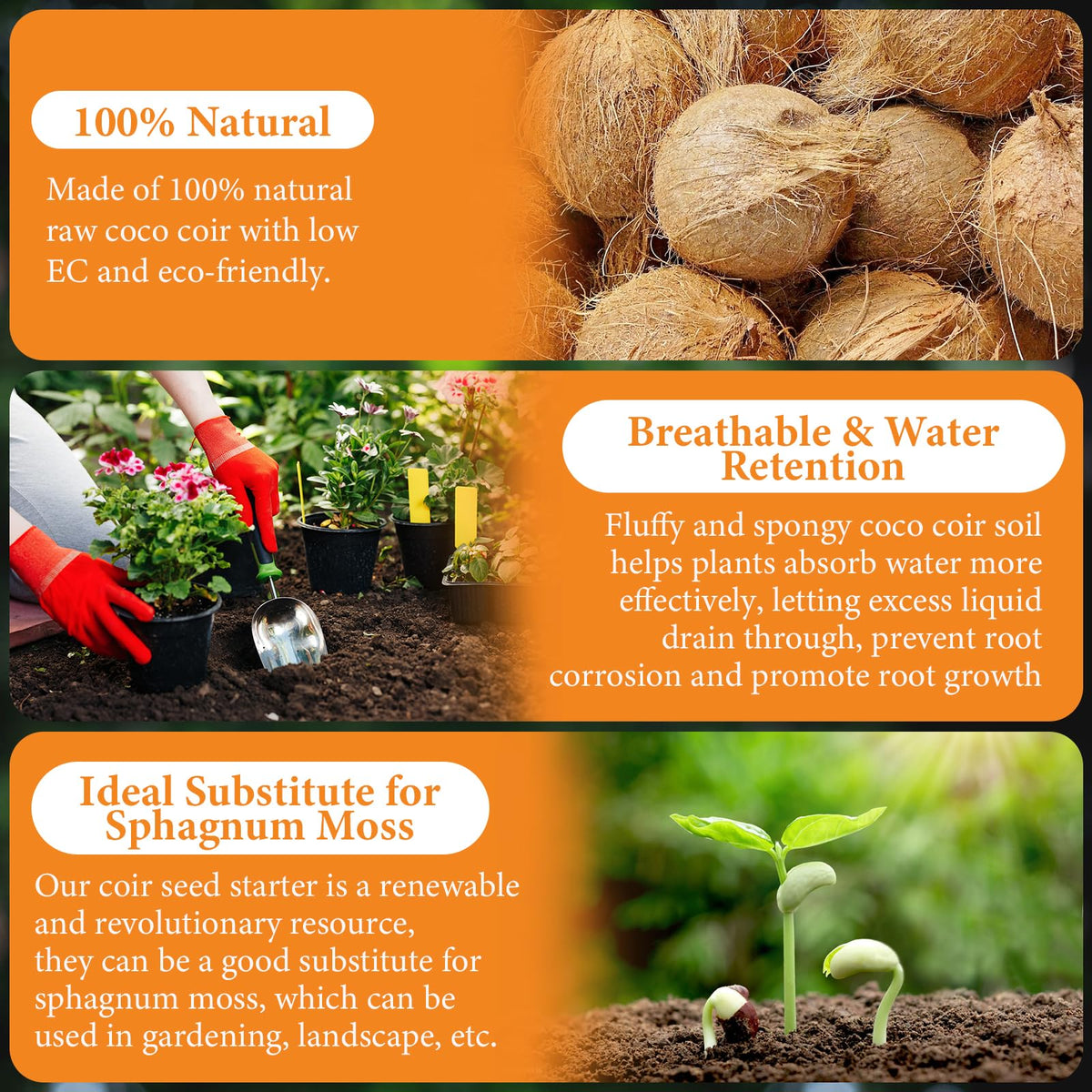 Legigo coco coir brick retains moisture while draining excess for consistent growth