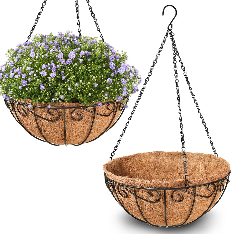 Legigo 12-inch hanging basket front view with durable frame for outdoor use
