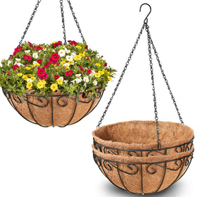 Legigo 12inch round wire hanging basket ready for outdoor plants.