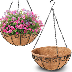 Legigo 14-inch wire round hanging basket ready for outdoor plant displays.