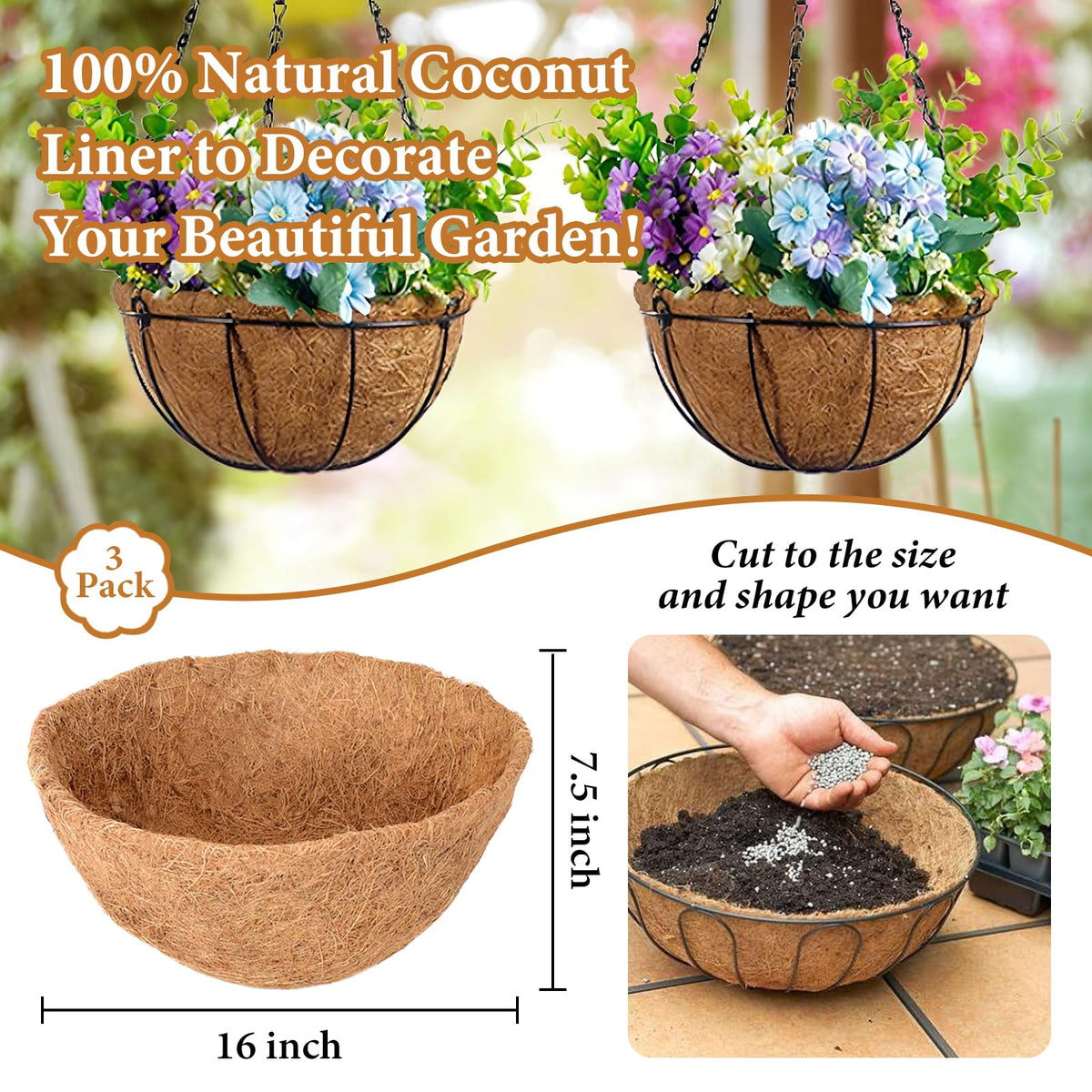 Legigo coco liner soaking to ease shaping for pots.