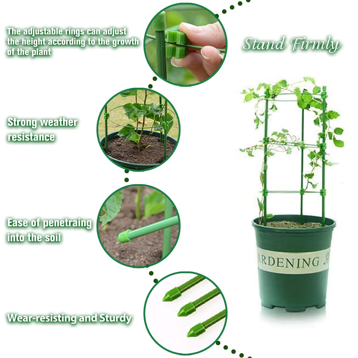 Legigo 18-inch tomato cage assembled showing sturdy pot support.