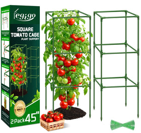 Legigo 2-pack square tomato cages offer sturdy upright support for tomatoes.