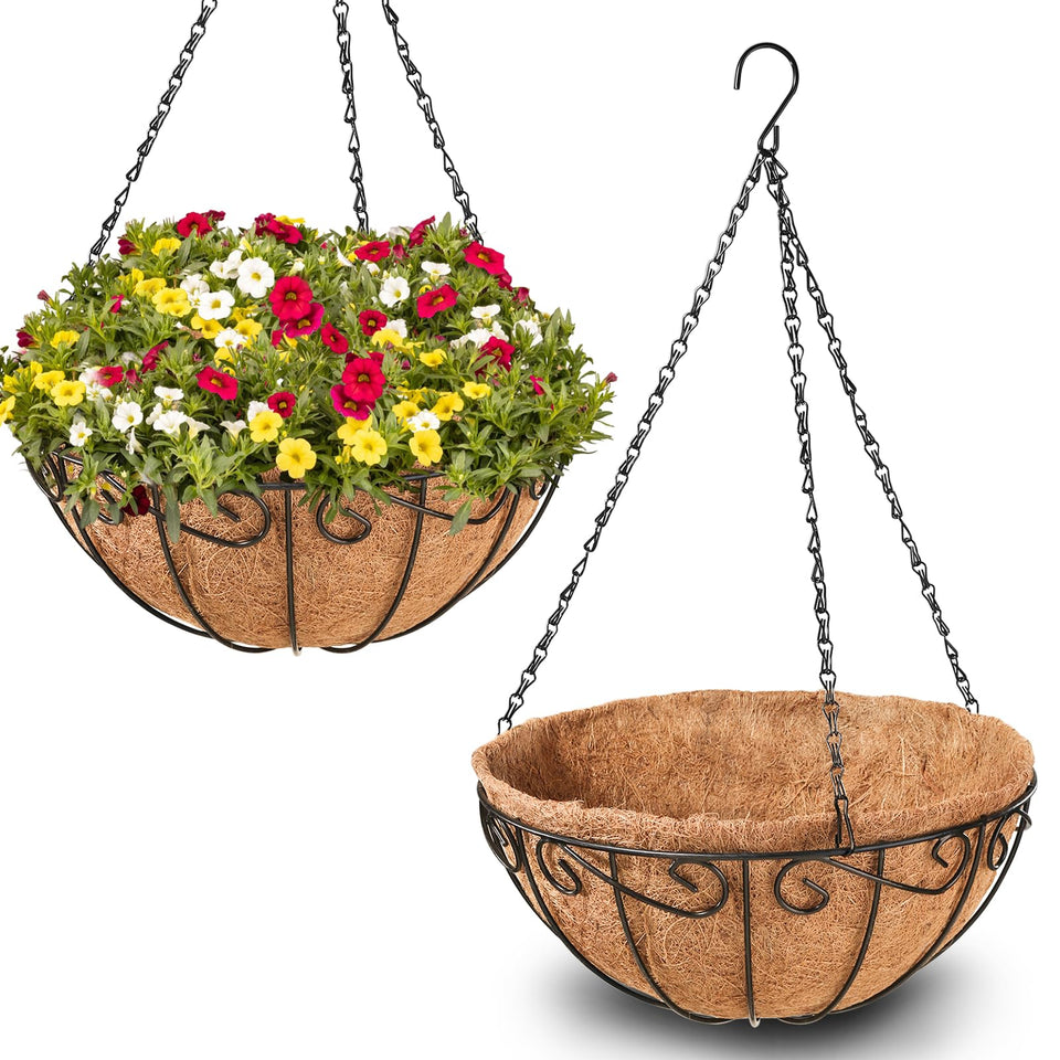 Legigo 2-pack 10-inch metal hanging baskets for outdoor plant displays