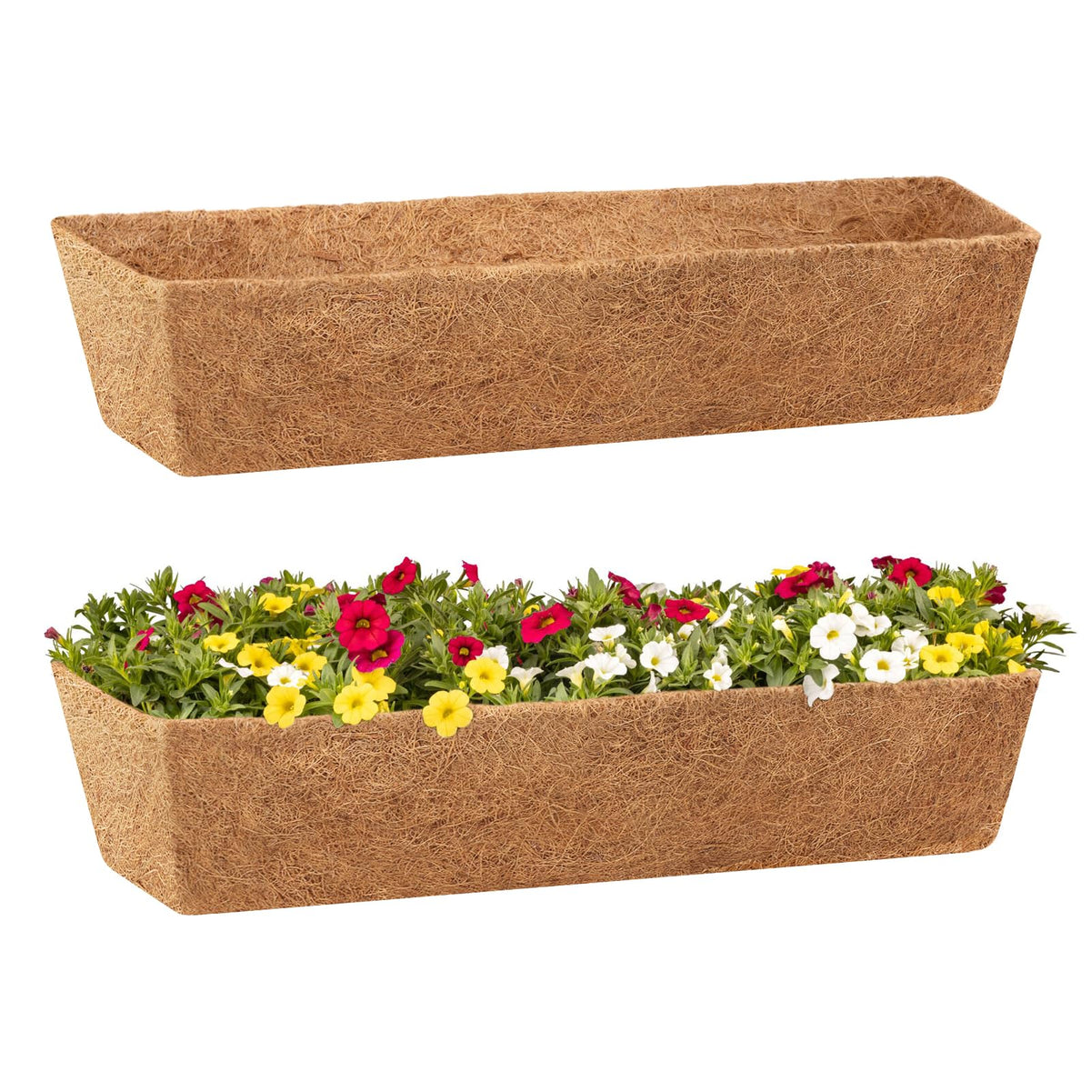 Legigo coconut liner unfolded for square planters, maximizing root space.