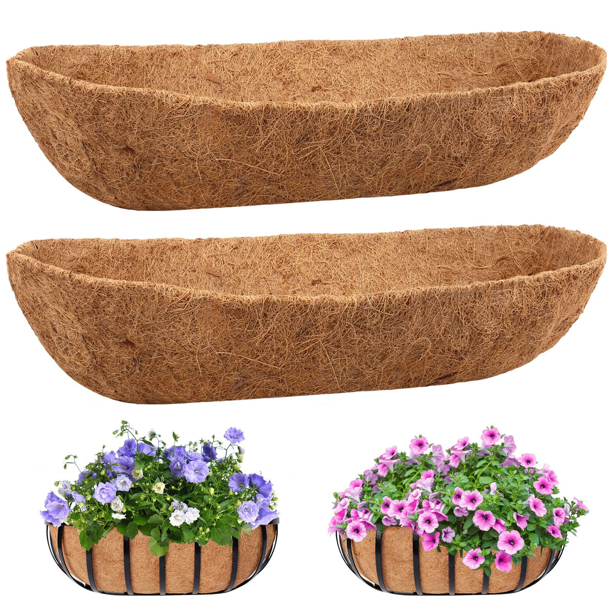 Legigo 2-pack coco liner for 48-inch window boxes enhances soil retention and root moisture.