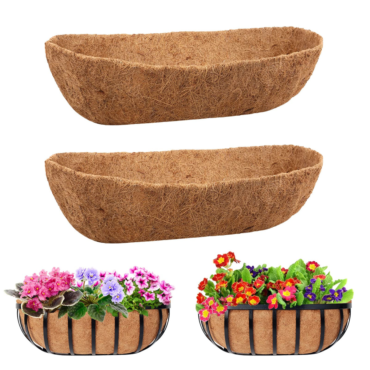 Legigo 2-pack coco liner for window boxes with 24-inch length improves soil retention