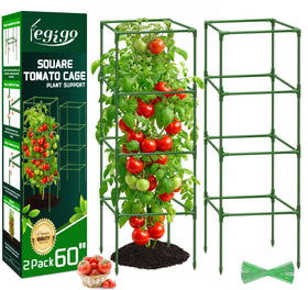 Legigo 2-pack square tomato cages provide stable support for climbing tomatoes.