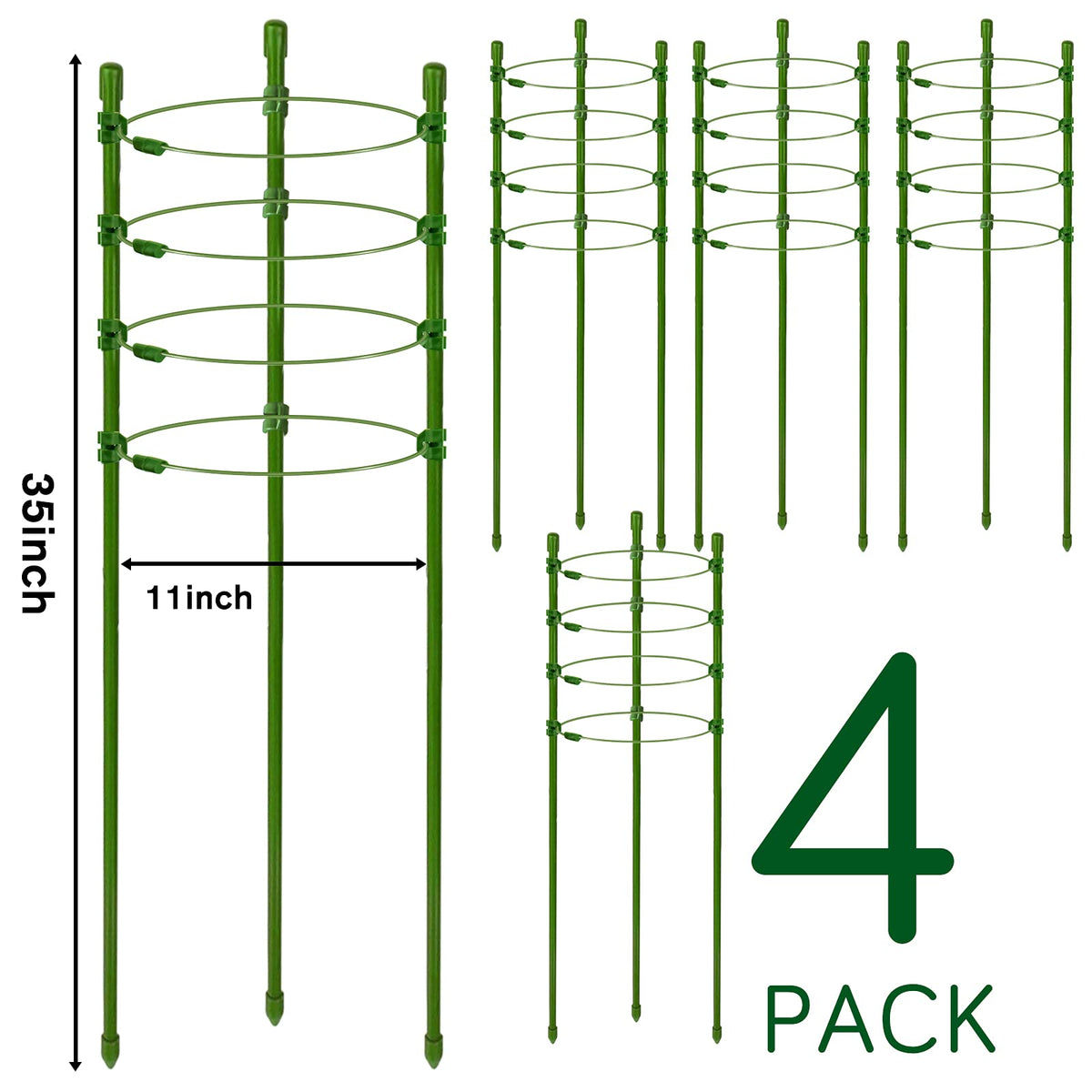 Legigo 36-inch tomato cage showing adjustable height for varying plant growth.