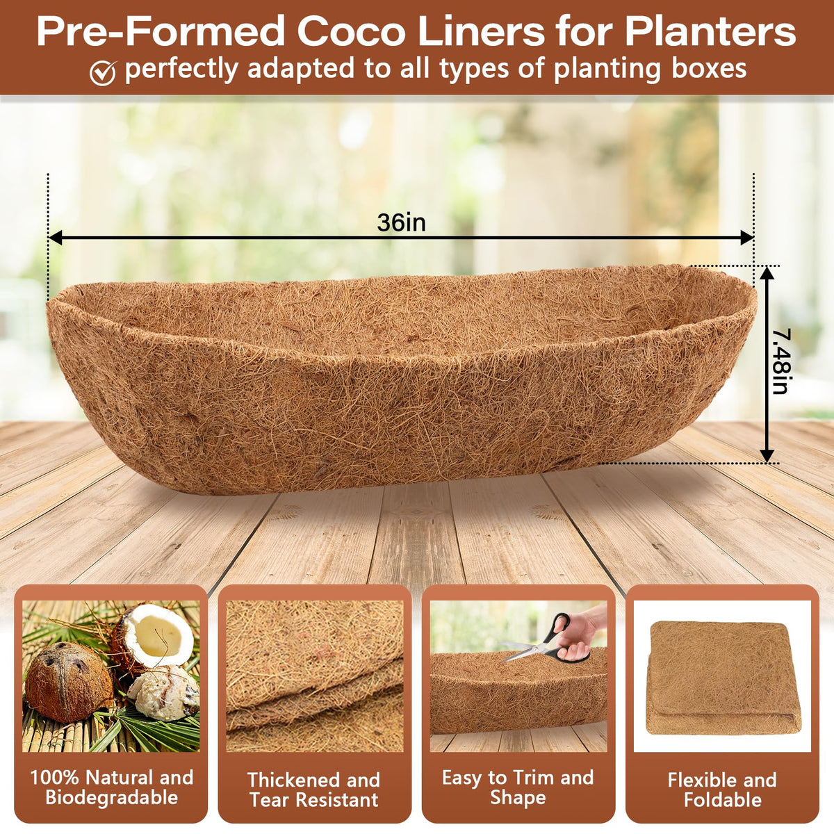 Legigo 36 inch coco coir liner on garden basket for easy setup